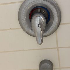 Shower knob, before cleaning